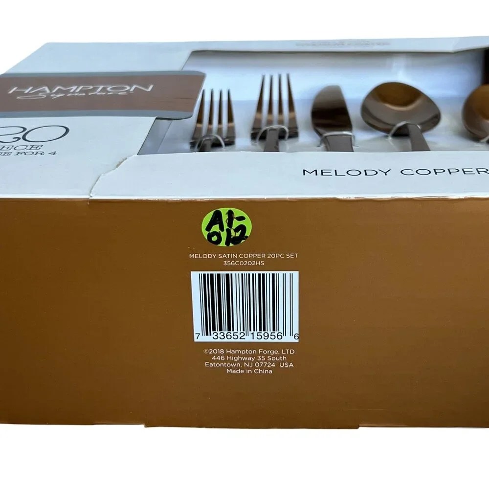 Hampton Signature NEW Service 4 Melody Copper Flatware Titanium Stainless Steel